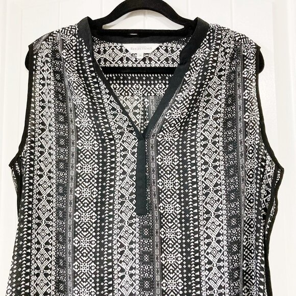 NORTHERN REFLECTIONS Black white sleeveless geometric tank top MEDIUM goth shirt - Picture 5 of 15